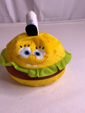 SpongeBob SquarePants 8" Krabby Patty Burger Stuffed Plush Nickelodeon NO TAG